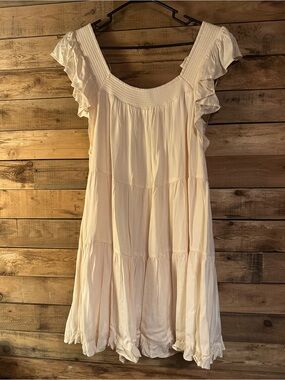 Gilli Cream Tiered Ruffle Sleeve Mini Dress